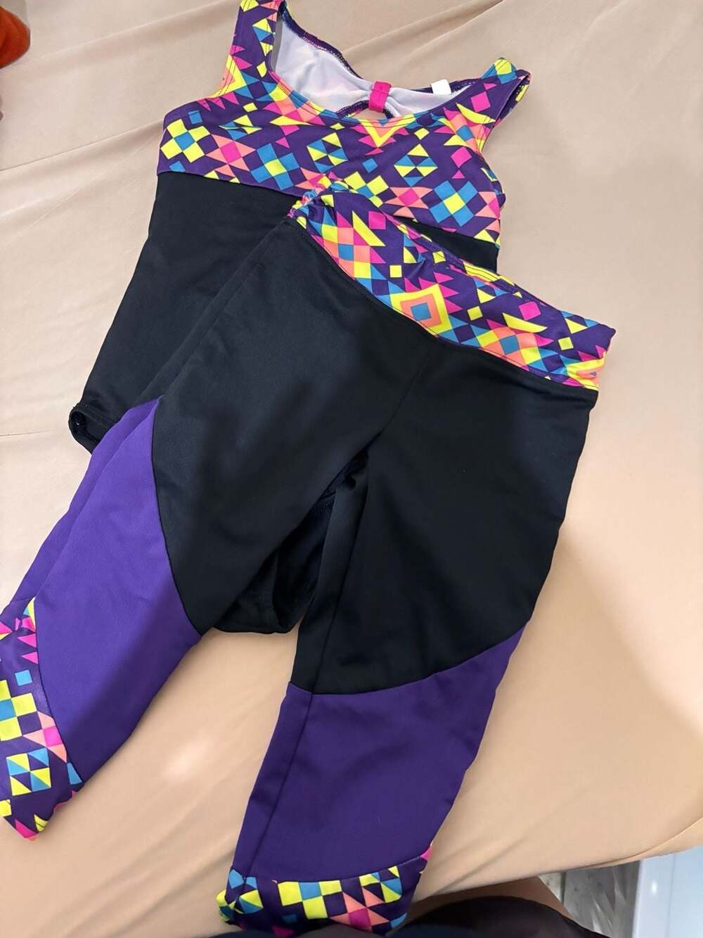Girl's CIRCO Brand Leggings - Black cropped with mosaic waistband and edging Lar